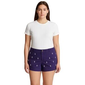 Polo Ralph Lauren Women’s Shorts Purple Pony Logo Embroidered Size 14